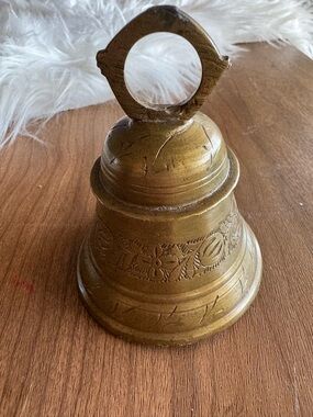 Antique-Style Brass Decorative Bell with Floral Engraving